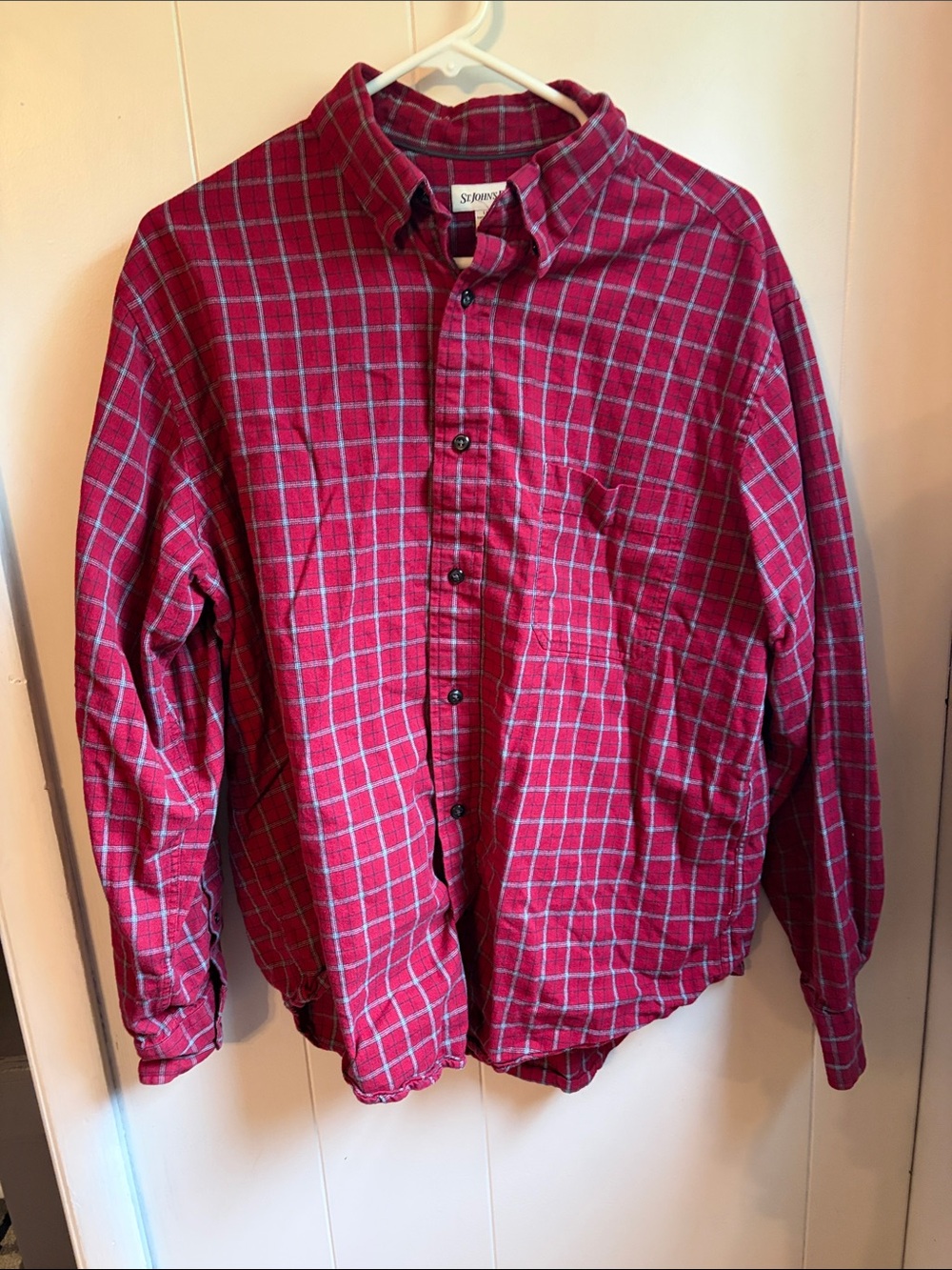 St. John's Bay Red Plaid Shirt with Gray Accents